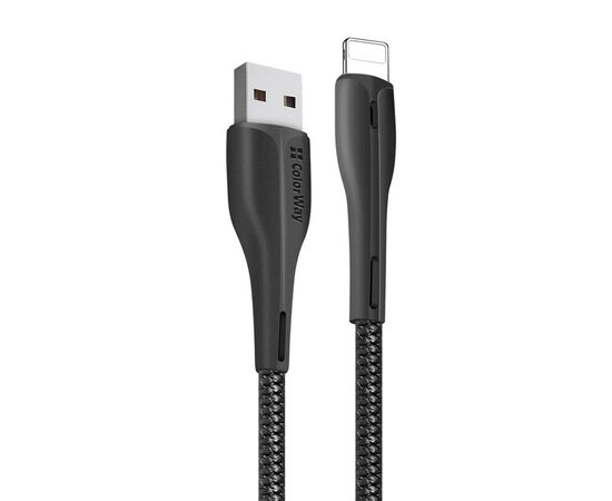 Дата кабель ColorWay USB 2.0 AM to Lightning 1.0m led black (CW-CBUL034-BK), изображение 2 Дата кабель ColorWay USB 2.0 AM to Lightning 1.0m led black (CW-CBUL034-BK), изображение 2