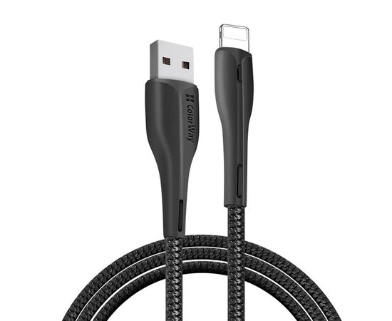 Дата кабель ColorWay USB 2.0 AM to Lightning 1.0m led black (CW-CBUL034-BK)