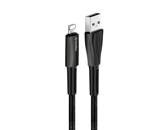 Дата кабель ColorWay USB 2.0 AM to Lightning 1.0m zinc alloy + led black (CW-CBUL035-BK), изображение 3 Дата кабель ColorWay USB 2.0 AM to Lightning 1.0m zinc alloy + led black (CW-CBUL035-BK), изображение 3