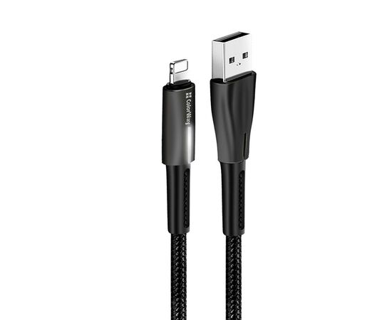 Дата кабель ColorWay USB 2.0 AM to Lightning 1.0m zinc alloy + led black (CW-CBUL035-BK), изображение 4 Дата кабель ColorWay USB 2.0 AM to Lightning 1.0m zinc alloy + led black (CW-CBUL035-BK), изображение 4