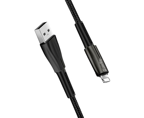 Дата кабель ColorWay USB 2.0 AM to Lightning 1.0m zinc alloy + led black (CW-CBUL035-BK), изображение 5 Дата кабель ColorWay USB 2.0 AM to Lightning 1.0m zinc alloy + led black (CW-CBUL035-BK), изображение 5