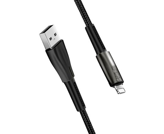 Дата кабель ColorWay USB 2.0 AM to Lightning 1.0m zinc alloy + led black (CW-CBUL035-BK), изображение 6 Дата кабель ColorWay USB 2.0 AM to Lightning 1.0m zinc alloy + led black (CW-CBUL035-BK), изображение 6
