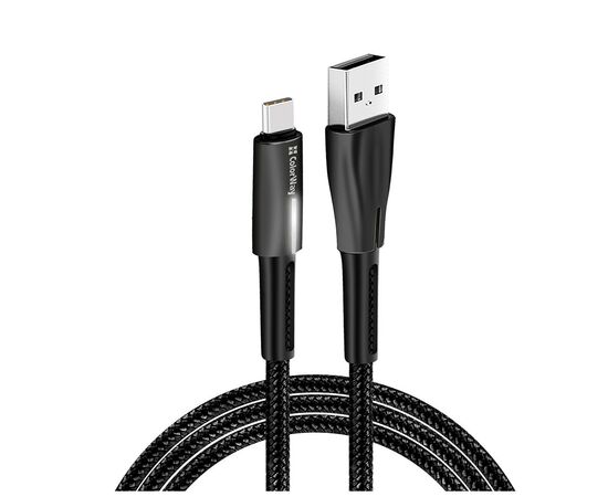 Дата кабель ColorWay USB 2.0 AM to Type-C 1.0m zinc alloy + led black (CW-CBUC035-BK), изображение 2 Дата кабель ColorWay USB 2.0 AM to Type-C 1.0m zinc alloy + led black (CW-CBUC035-BK), изображение 2