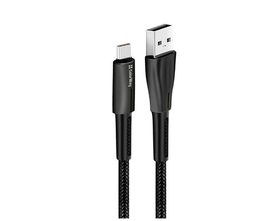 Дата кабель ColorWay USB 2.0 AM to Type-C 1.0m zinc alloy + led black (CW-CBUC035-BK), изображение 3 Дата кабель ColorWay USB 2.0 AM to Type-C 1.0m zinc alloy + led black (CW-CBUC035-BK), изображение 3