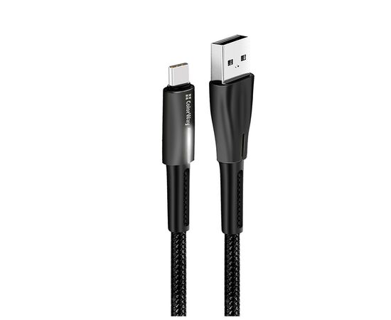 Дата кабель ColorWay USB 2.0 AM to Type-C 1.0m zinc alloy + led black (CW-CBUC035-BK), изображение 4 Дата кабель ColorWay USB 2.0 AM to Type-C 1.0m zinc alloy + led black (CW-CBUC035-BK), изображение 4