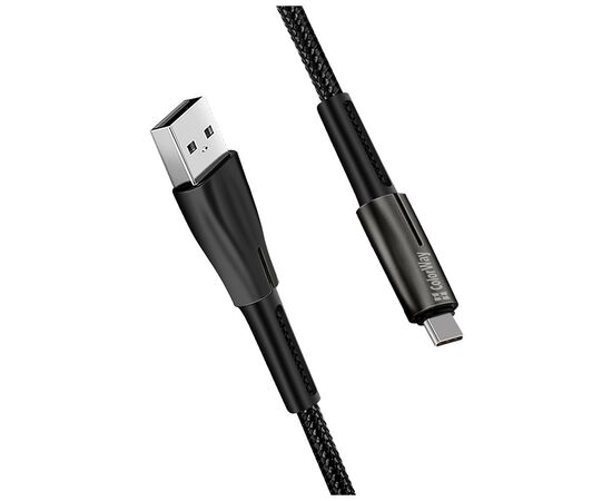 Дата кабель ColorWay USB 2.0 AM to Type-C 1.0m zinc alloy + led black (CW-CBUC035-BK), изображение 5 Дата кабель ColorWay USB 2.0 AM to Type-C 1.0m zinc alloy + led black (CW-CBUC035-BK), изображение 5