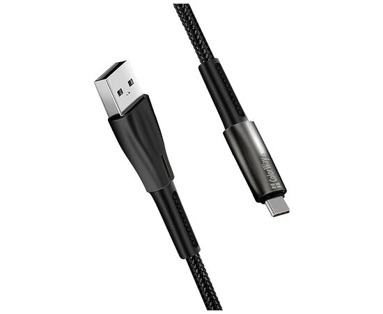 Дата кабель ColorWay USB 2.0 AM to Type-C 1.0m zinc alloy + led black (CW-CBUC035-BK), изображение 6 Дата кабель ColorWay USB 2.0 AM to Type-C 1.0m zinc alloy + led black (CW-CBUC035-BK), изображение 6
