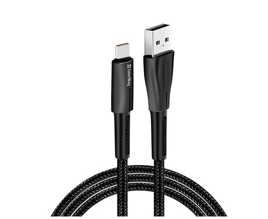 Дата кабель ColorWay USB 2.0 AM to Type-C 1.0m zinc alloy + led black (CW-CBUC035-BK)