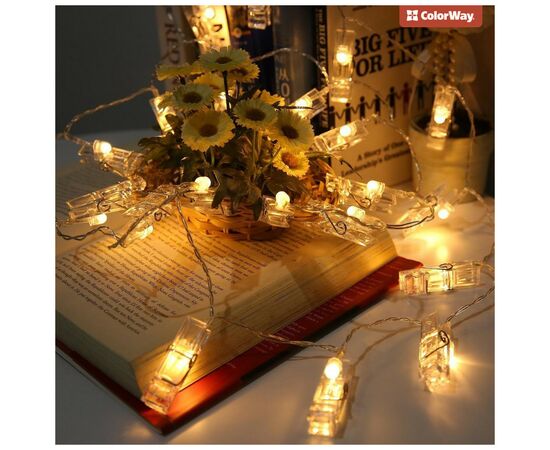 Гірлянда ColorWay Світлодіодна з прищіпками для фото 20 LED / 3 м USB (CW-LCP-20L30BU), зображення 8 Гірлянда ColorWay Світлодіодна з прищіпками для фото 20 LED / 3 м USB (CW-LCP-20L30BU), зображення 8