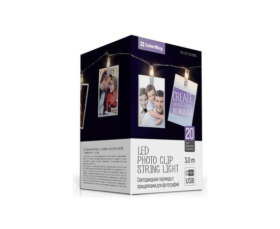 Гірлянда ColorWay Світлодіодна з прищіпками для фото 20 LED / 3 м USB (CW-LCP-20L30BU)