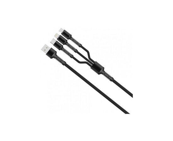 Дата кабель USB 2.0 AM to Lightning + Micro 5P + Type-C 4.0A (20W) ColorWay (CW-CBU3003-GR), изображение 3 Дата кабель USB 2.0 AM to Lightning + Micro 5P + Type-C 4.0A (20W) ColorWay (CW-CBU3003-GR), изображение 3