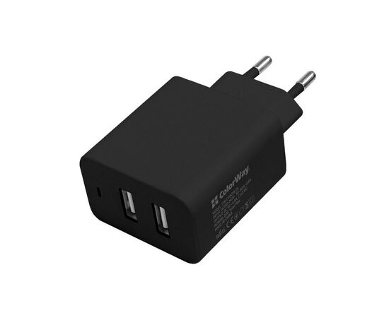 Зарядний пристрій ColorWay 2USB AUTO_ID 4.8A (24W) black (CW-CHS016-BK)