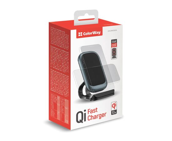 Зарядное устройство ColorWay Wireless Stand 10W Blue (CW-CHW30Q-BL), изображение 2 Зарядное устройство ColorWay Wireless Stand 10W Blue (CW-CHW30Q-BL), изображение 2