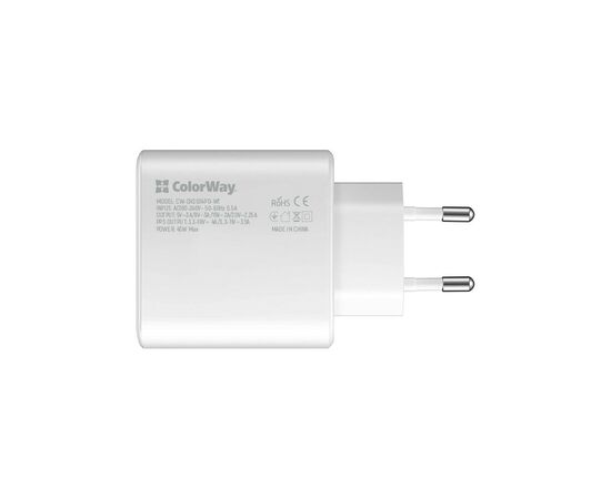 Зарядное устройство ColorWay Power Delivery Port PPS USB Type-C (45W) white (CW-CHS034PD-WT), изображение 2 Зарядное устройство ColorWay Power Delivery Port PPS USB Type-C (45W) white (CW-CHS034PD-WT), изображение 2
