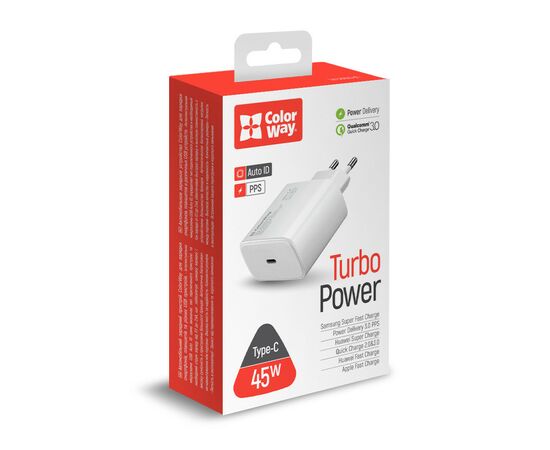 Зарядное устройство ColorWay Power Delivery Port PPS USB Type-C (45W) white (CW-CHS034PD-WT), изображение 7 Зарядное устройство ColorWay Power Delivery Port PPS USB Type-C (45W) white (CW-CHS034PD-WT), изображение 7