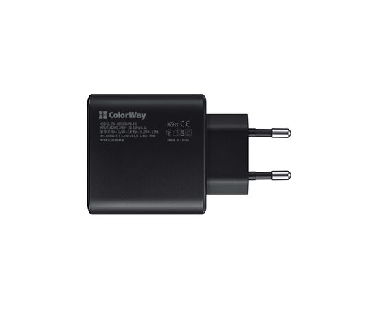 Зарядное устройство ColorWay Power Delivery Port PPS USB Type-C (45W) black (CW-CHS034PD-BK), изображение 2 Зарядное устройство ColorWay Power Delivery Port PPS USB Type-C (45W) black (CW-CHS034PD-BK), изображение 2
