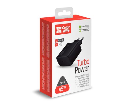 Зарядное устройство ColorWay Power Delivery Port PPS USB Type-C (45W) black (CW-CHS034PD-BK), изображение 5 Зарядное устройство ColorWay Power Delivery Port PPS USB Type-C (45W) black (CW-CHS034PD-BK), изображение 5