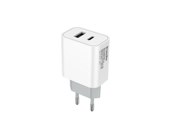 Зарядное устройство ColorWay Type-C PD + USB QC3.0 (20W) V2 white (CW-CHS025QPD-WT), изображение 3 Зарядное устройство ColorWay Type-C PD + USB QC3.0 (20W) V2 white (CW-CHS025QPD-WT), изображение 3