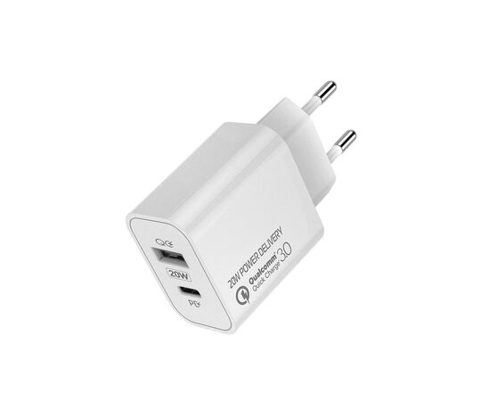 Зарядное устройство ColorWay Type-C PD + USB QC3.0 (20W) V2 white (CW-CHS025QPD-WT), изображение 5 Зарядное устройство ColorWay Type-C PD + USB QC3.0 (20W) V2 white (CW-CHS025QPD-WT), изображение 5