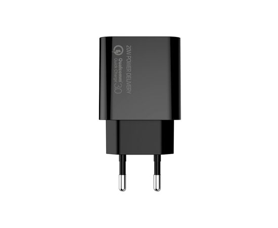 Зарядное устройство ColorWay Type-C PD + USB QC3.0 (20W) V2 black (CW-CHS025QPD-BK), изображение 2 Зарядное устройство ColorWay Type-C PD + USB QC3.0 (20W) V2 black (CW-CHS025QPD-BK), изображение 2
