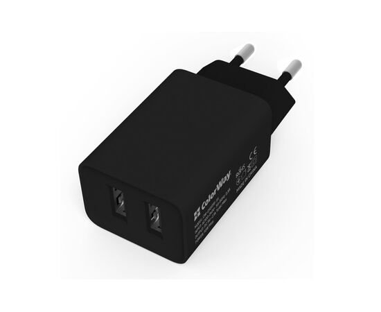 Зарядное устройство ColorWay 2USB AUTO ID 2.1A (10W) black (CW-CHS015-BK)