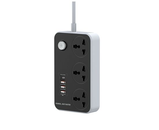 Сетевой фильтр питания ColorWay CW-CHU34PDB, 3 розетки/4USB Black 2M (CW-CHU34PDB), изображение 3 Сетевой фильтр питания ColorWay CW-CHU34PDB, 3 розетки/4USB Black 2M (CW-CHU34PDB), изображение 3