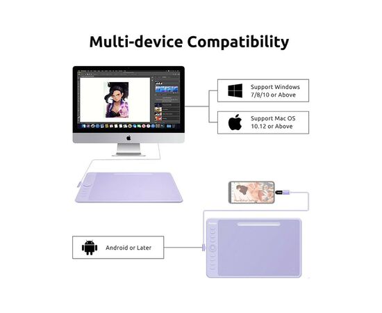 Графический планшет Parblo Intangbo M Violet (INTANGBOMP), изображение 2 Графический планшет Parblo Intangbo M Violet (INTANGBOMP), изображение 2