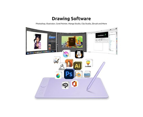 Графический планшет Parblo Intangbo M Violet (INTANGBOMP), изображение 3 Графический планшет Parblo Intangbo M Violet (INTANGBOMP), изображение 3