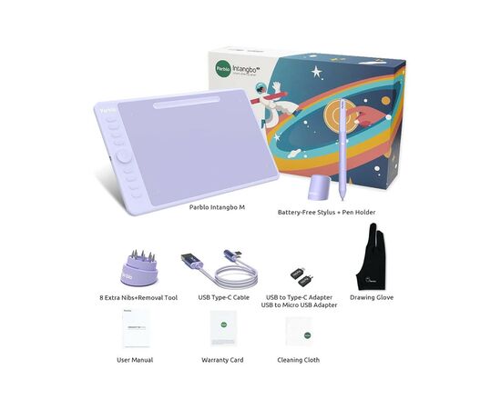 Графический планшет Parblo Intangbo M Violet (INTANGBOMP), изображение 4 Графический планшет Parblo Intangbo M Violet (INTANGBOMP), изображение 4