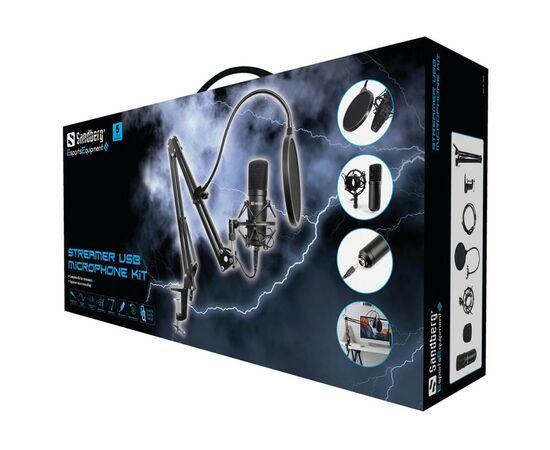 Микрофон Sandberg Ігровий стрім мікрофон Sandberg Streamer Kit USB, кабель 2,5м. (126-07), изображение 3 Микрофон Sandberg Ігровий стрім мікрофон Sandberg Streamer Kit USB, кабель 2,5м. (126-07), изображение 3