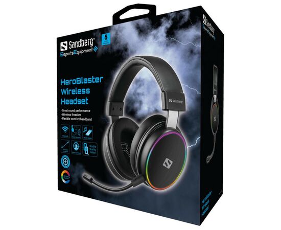 Наушники Sandberg HeroBlaster Bluetooth Led Headset Black (126-42), изображение 5 Наушники Sandberg HeroBlaster Bluetooth Led Headset Black (126-42), изображение 5