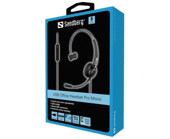 Наушники Sandberg USB Office Headset Pro Mono (126-14), изображение 2 Наушники Sandberg USB Office Headset Pro Mono (126-14), изображение 2