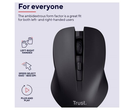 Мышка Trust Mydo Silent Wireless Black (25084), изображение 6 Мышка Trust Mydo Silent Wireless Black (25084), изображение 6