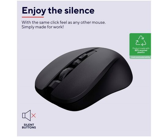 Мышка Trust Mydo Silent Wireless Black (25084), изображение 7 Мышка Trust Mydo Silent Wireless Black (25084), изображение 7