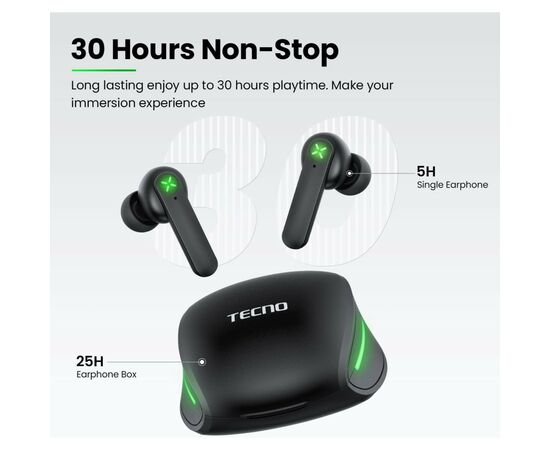 Навушники Tecno G01 Black (4895180780899), зображення 6 Навушники Tecno G01 Black (4895180780899), зображення 6