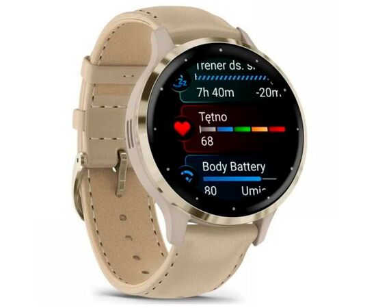 Смарт-часы Garmin Venu 3S, Fr. Gray + Soft Gold, Leather, GPS (010-02785-55), изображение 3 Смарт-часы Garmin Venu 3S, Fr. Gray + Soft Gold, Leather, GPS (010-02785-55), изображение 3