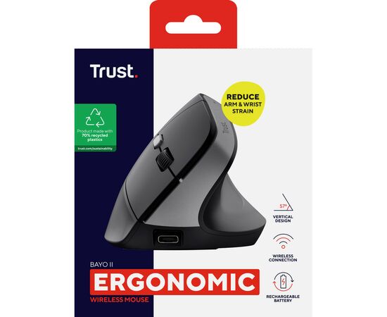 Мишка Trust Bayo 2 Ergonomic Wireless/USB-A Black (25145), зображення 9 Мишка Trust Bayo 2 Ergonomic Wireless/USB-A Black (25145), зображення 9