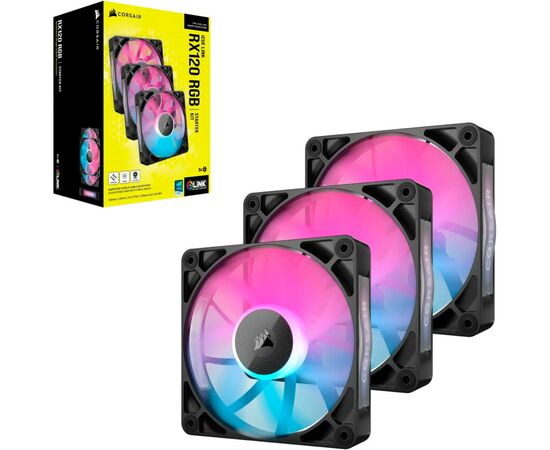 Кулер для корпуса Corsair iCUE Link RX120 RGB PWM Triple Pack (CO-9051018-WW), изображение 4 Кулер для корпуса Corsair iCUE Link RX120 RGB PWM Triple Pack (CO-9051018-WW), изображение 4