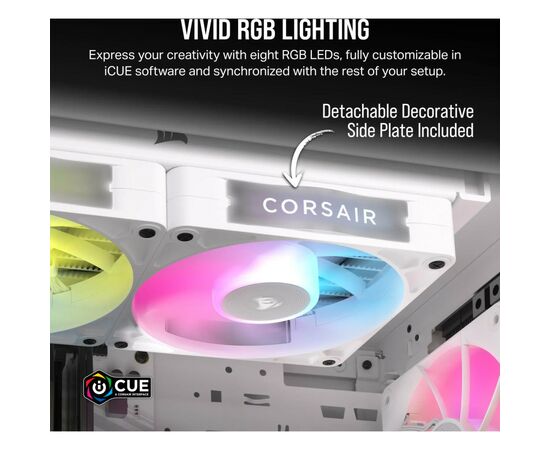 Кулер для корпуса Corsair iCUE Link RX120 RGB PWM White (CO-9051021-WW), изображение 5 Кулер для корпуса Corsair iCUE Link RX120 RGB PWM White (CO-9051021-WW), изображение 5
