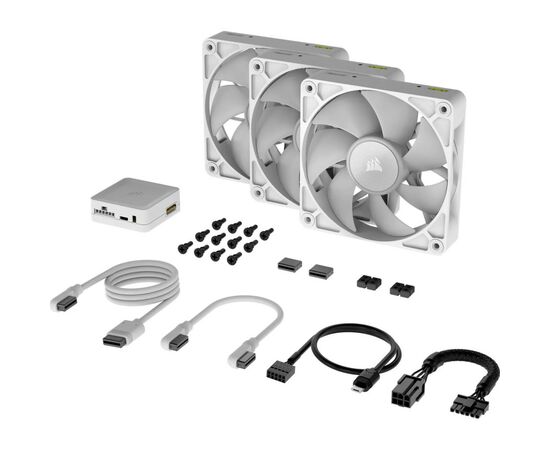Кулер для корпуса Corsair iCUE Link RX120 RGB PWM White Triple Pack (CO-9051022-WW), изображение 3 Кулер для корпуса Corsair iCUE Link RX120 RGB PWM White Triple Pack (CO-9051022-WW), изображение 3