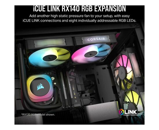Кулер для корпуса Corsair iCUE Link RX140 RGB PWM Dual Pack (CO-9051020-WW), изображение 5 Кулер для корпуса Corsair iCUE Link RX140 RGB PWM Dual Pack (CO-9051020-WW), изображение 5