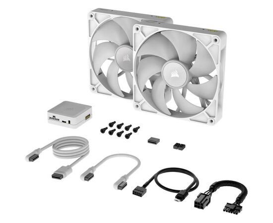 Кулер для корпуса Corsair iCUE Link RX140 RGB PWM White Dual Pack (CO-9051024-WW), изображение 3 Кулер для корпуса Corsair iCUE Link RX140 RGB PWM White Dual Pack (CO-9051024-WW), изображение 3