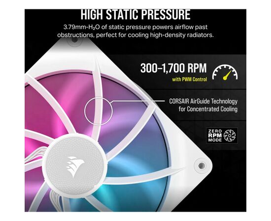 Кулер для корпуса Corsair iCUE Link RX140 RGB PWM White Dual Pack (CO-9051024-WW), изображение 7 Кулер для корпуса Corsair iCUE Link RX140 RGB PWM White Dual Pack (CO-9051024-WW), изображение 7