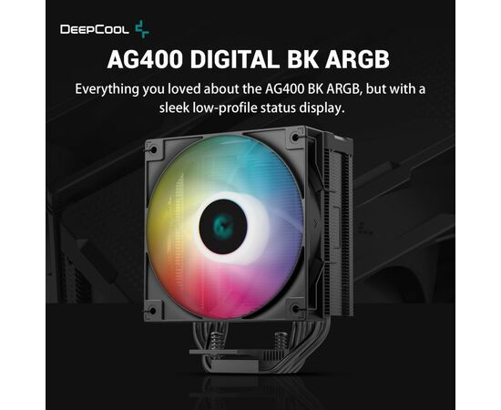 Кулер для процессора Deepcool AG400 DIGITAL BK ARGB, изображение 11 Кулер для процессора Deepcool AG400 DIGITAL BK ARGB, изображение 11