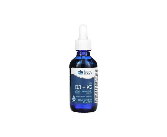 Витаминно-минеральный комплекс Trace Minerals Витамины D3 и K2 ионизированные в каплях, Ionic D3+K2, 59 мл (TMR-00671)