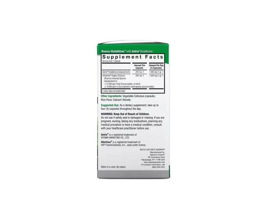 Витаминно-минеральный комплекс Nature's Answer Брокко-глутатион, 500 мг, Brocco-Glutathione, 60 вегетарианских ка (NTA-16030), изображение 2 Витаминно-минеральный комплекс Nature's Answer Брокко-глутатион, 500 мг, Brocco-Glutathione, 60 вегетарианских ка (NTA-16030), изображение 2