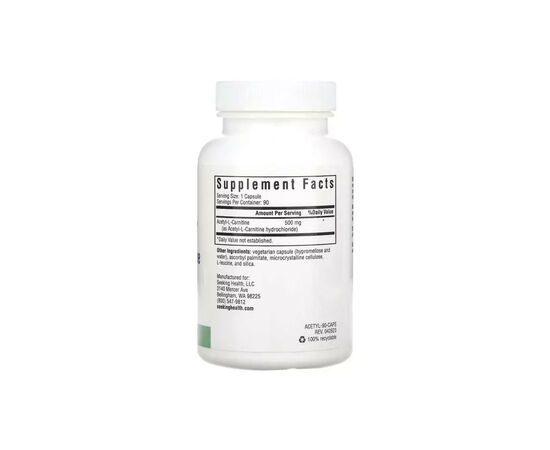 Витаминно-минеральный комплекс Seeking Health Ацетил-L-Карнитин, 500 мг, Acetyl-L-Carnitine, 90 вегетарианских ка (SKH-52008), изображение 2 Витаминно-минеральный комплекс Seeking Health Ацетил-L-Карнитин, 500 мг, Acetyl-L-Carnitine, 90 вегетарианских ка (SKH-52008), изображение 2