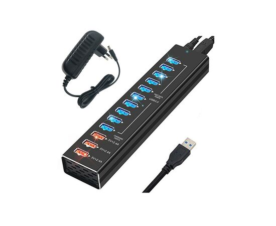 Концентратор Dynamode 13 ports USB3.0 to10*USB3.0+3*2.4А, Power Adapter 3A/12V (DM-UH-P1013)
