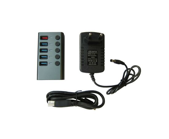 Концентратор Dynamode 5 ports USB3.0 to 4*USB3.0+2.4А Power Adapter 2.5A/12V (DM-UH-P405-G), изображение 3 Концентратор Dynamode 5 ports USB3.0 to 4*USB3.0+2.4А Power Adapter 2.5A/12V (DM-UH-P405-G), изображение 3