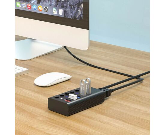 Концентратор Dynamode 5 ports USB3.0 to 4*USB3.0+2.4А Power Adapter 2.5A/12V (DM-UH-P405-G), изображение 5 Концентратор Dynamode 5 ports USB3.0 to 4*USB3.0+2.4А Power Adapter 2.5A/12V (DM-UH-P405-G), изображение 5